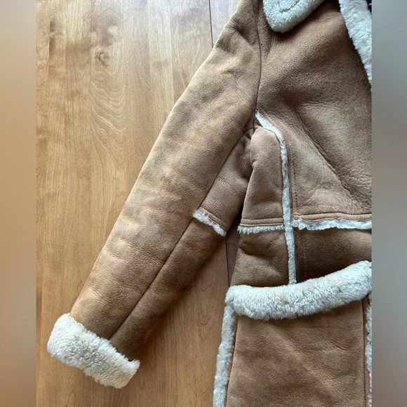 Men's Shearling Sheepskin Coat. Vintage Marlboro Man. Tan/Cream. Size XL - Picture 5 of 16
